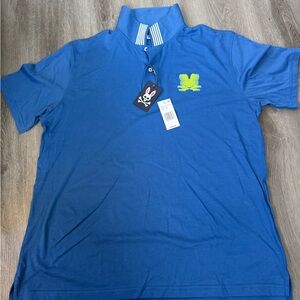 Psycho Bunny Men Polo Blue Shirt Size 8 XXL 2XL Short Sleeve 100% Pima Cotton